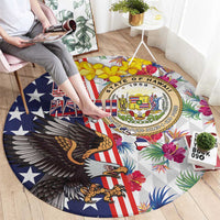 Hawaii and United States Together Round Carpet Seal of Hawaii and Bald Eagle - Polynesian Pride