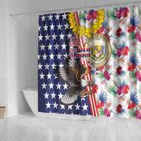 Hawaii and United States Together Shower Curtain Seal of Hawaii and Bald Eagle - Polynesian Pride