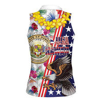 Hawaii and United States Together Women Sleeveless Polo Shirt Seal of Hawaii and Bald Eagle - Polynesian Pride
