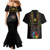 Philippines Kadayawan Festival Couples Matching Mermaid Dress and Hawaiian Shirt Polynesian Tribal Art Barong Style