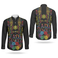 Philippines Kadayawan Festival Couples Matching Off The Shoulder Long Sleeve Dress and Long Sleeve Button Shirt Polynesian Tribal Art Barong Style LT03 - Polynesian Pride