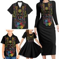 Philippines Kadayawan Festival Family Matching Long Sleeve Bodycon Dress and Hawaiian Shirt Polynesian Tribal Art Barong Style LT03 - Polynesian Pride