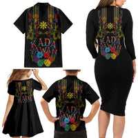 Philippines Kadayawan Festival Family Matching Long Sleeve Bodycon Dress and Hawaiian Shirt Polynesian Tribal Art Barong Style