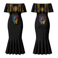 Philippines Kadayawan Festival Family Matching Mermaid Dress and Hawaiian Shirt Polynesian Tribal Art Barong Style LT03 Mom's Dress Black - Polynesian Pride