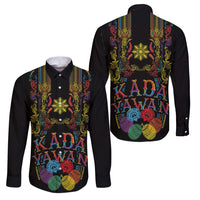 Philippines Kadayawan Festival Family Matching Short Sleeve Bodycon Dress and Hawaiian Shirt Polynesian Tribal Art Barong Style LT03 Dad's Shirt - Long Sleeve Black - Polynesian Pride