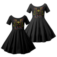 Philippines Kadayawan Festival Family Matching Short Sleeve Bodycon Dress and Hawaiian Shirt Polynesian Tribal Art Barong Style LT03 Daughter's Dress Black - Polynesian Pride
