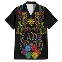 Philippines Kadayawan Festival Family Matching Summer Maxi Dress and Hawaiian Shirt Polynesian Tribal Art Barong Style LT03 Dad's Shirt - Short Sleeve Black - Polynesian Pride