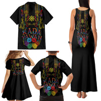 Philippines Kadayawan Festival Family Matching Tank Maxi Dress and Hawaiian Shirt Polynesian Tribal Art Barong Style LT03 Mom's Dress Black - Polynesian Pride