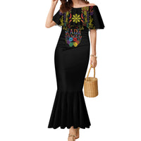 Philippines Kadayawan Festival Mermaid Dress Polynesian Tribal Art Barong Style LT03 Women Black - Polynesian Pride