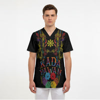 Philippines Kadayawan Festival Scrub Top Polynesian Tribal Art Barong Style