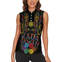 Philippines Kadayawan Festival Women Sleeveless Polo Shirt Polynesian Tribal Art Barong Style