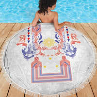 Philippines Barong Style Beach Blanket Polynesian Kakau Art Tattoos with Tribal Filipino Sun