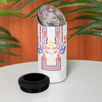 Philippines Barong Style 4 in 1 Can Cooler Tumbler Polynesian Kakau Art Tattoos with Tribal Filipino Sun