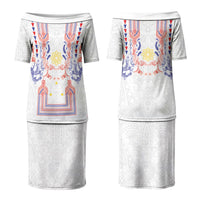 Philippines Barong Style Couples Matching Puletasi and Long Sleeve Button Shirt Polynesian Kakau Art Tattoos with Tribal Filipino Sun LT03 - Polynesian Pride