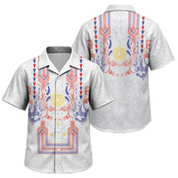 Philippines Barong Style Family Matching Long Sleeve Bodycon Dress and Hawaiian Shirt Polynesian Kakau Art Tattoos with Tribal Filipino Sun LT03 Son's Shirt White - Polynesian Pride