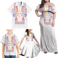 Philippines Barong Style Family Matching Off Shoulder Maxi Dress and Hawaiian Shirt Polynesian Kakau Art Tattoos with Tribal Filipino Sun LT03 - Polynesian Pride
