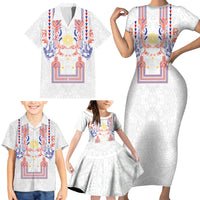 Philippines Barong Style Family Matching Short Sleeve Bodycon Dress and Hawaiian Shirt Polynesian Kakau Art Tattoos with Tribal Filipino Sun LT03 - Polynesian Pride