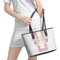 Philippines Barong Style Leather Tote Bag Polynesian Kakau Art Tattoos with Tribal Filipino Sun