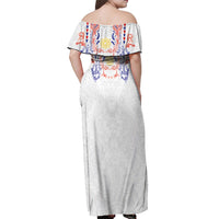 Philippines Barong Style Off Shoulder Maxi Dress Polynesian Kakau Art Tattoos with Tribal Filipino Sun