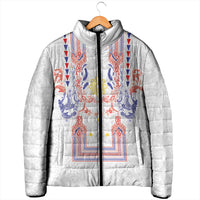 Philippines Barong Style Padded Jacket Polynesian Kakau Art Tattoos with Tribal Filipino Sun
