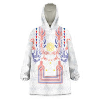Philippines Barong Style Wearable Blanket Hoodie Polynesian Kakau Art Tattoos with Tribal Filipino Sun