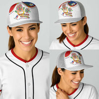Philippines MassKara Festival Baseball Net Cap Smile Masks with Hawaiian Art Pattern and Tropical Plants