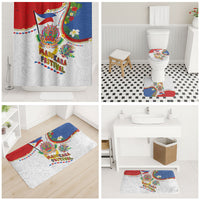 Philippines MassKara Festival Bathroom Set Smile Masks with Hawaiian Art Pattern and Tropical Plants