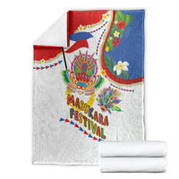 Philippines MassKara Festival Blanket Smile Masks with Hawaiian Art Pattern and Tropical Plants