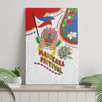Philippines MassKara Festival Canvas Wall Art Smile Masks with Hawaiian Art Pattern and Tropical Plants