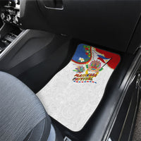 Philippines MassKara Festival Car Mats Smile Masks with Hawaiian Art Pattern and Tropical Plants
