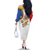 Philippines MassKara Festival Family Matching Off The Shoulder Long Sleeve Dress and Hawaiian Shirt Smile Masks with Hawaiian Art Pattern and Tropical Plants