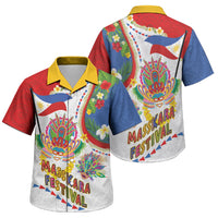 Philippines MassKara Festival Family Matching Summer Maxi Dress and Hawaiian Shirt Smile Masks with Hawaiian Art Pattern and Tropical Plants LT03 Son's Shirt Multicolor - Polynesian Pride