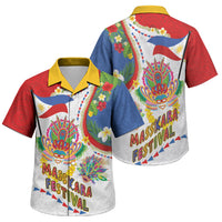 Philippines MassKara Festival Family Matching Summer Maxi Dress and Hawaiian Shirt Smile Masks with Hawaiian Art Pattern and Tropical Plants LT03 Son's Shirt Multicolor - Polynesian Pride