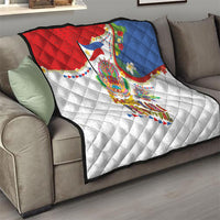 Philippines MassKara Festival Quilt Smile Masks with Hawaiian Art Pattern and Tropical Plants