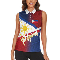 Philippines Basketball Custom Women Sleeveless Polo Shirt Pilipinas Tribal Pattern