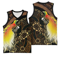 Papua New Guinea and Indonesia Batik Basketball Jersey Bird of Paradise with Tribal Batik Patterns