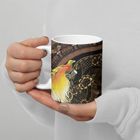 Papua New Guinea and Indonesia Batik Ceramic Mug Bird of Paradise with Tribal Batik Patterns