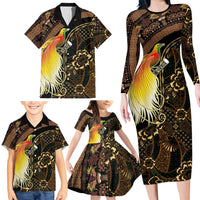 Papua New Guinea and Indonesia Batik Family Matching Long Sleeve Bodycon Dress and Hawaiian Shirt Bird of Paradise with Tribal Batik Patterns LT03 - Polynesian Pride