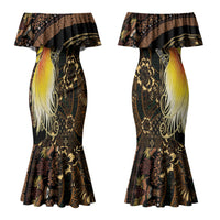 Papua New Guinea and Indonesia Batik Family Matching Mermaid Dress and Hawaiian Shirt Bird of Paradise with Tribal Batik Patterns LT03 Mom's Dress Multicolor - Polynesian Pride