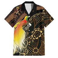 Papua New Guinea and Indonesia Batik Family Matching Off The Shoulder Long Sleeve Dress and Hawaiian Shirt Bird of Paradise with Tribal Batik Patterns LT03 Dad's Shirt - Short Sleeve Multicolor - Polynesian Pride