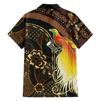 Papua New Guinea and Indonesia Batik Family Matching Off The Shoulder Long Sleeve Dress and Hawaiian Shirt Bird of Paradise with Tribal Batik Patterns LT03 Dad's Shirt - Long Sleeve Multicolor - Polynesian Pride