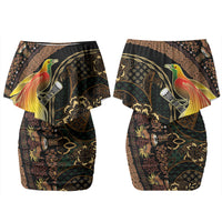 Papua New Guinea and Indonesia Batik Family Matching Off Shoulder Short Dress and Hawaiian Shirt Bird of Paradise with Tribal Batik Patterns LT03 Mom's Dress Multicolor - Polynesian Pride