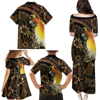 Papua New Guinea and Indonesia Batik Family Matching Puletasi and Hawaiian Shirt Bird of Paradise with Tribal Batik Patterns LT03 Mom's Dress Multicolor - Polynesian Pride