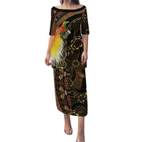 Papua New Guinea and Indonesia Batik Family Matching Puletasi and Hawaiian Shirt Bird of Paradise with Tribal Batik Patterns