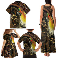 Papua New Guinea and Indonesia Batik Family Matching Tank Maxi Dress and Hawaiian Shirt Bird of Paradise with Tribal Batik Patterns