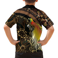 Papua New Guinea and Indonesia Batik Kid Hawaiian Shirt Bird of Paradise with Tribal Batik Patterns