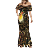 Papua New Guinea and Indonesia Batik Mermaid Dress Bird of Paradise with Tribal Batik Patterns