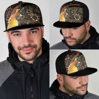 Papua New Guinea and Indonesia Batik Mesh Trucker Cap Bird of Paradise with Tribal Batik Patterns