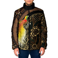 Papua New Guinea and Indonesia Batik Padded Jacket Bird of Paradise with Tribal Batik Patterns