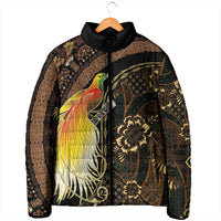 Papua New Guinea and Indonesia Batik Padded Jacket Bird of Paradise with Tribal Batik Patterns